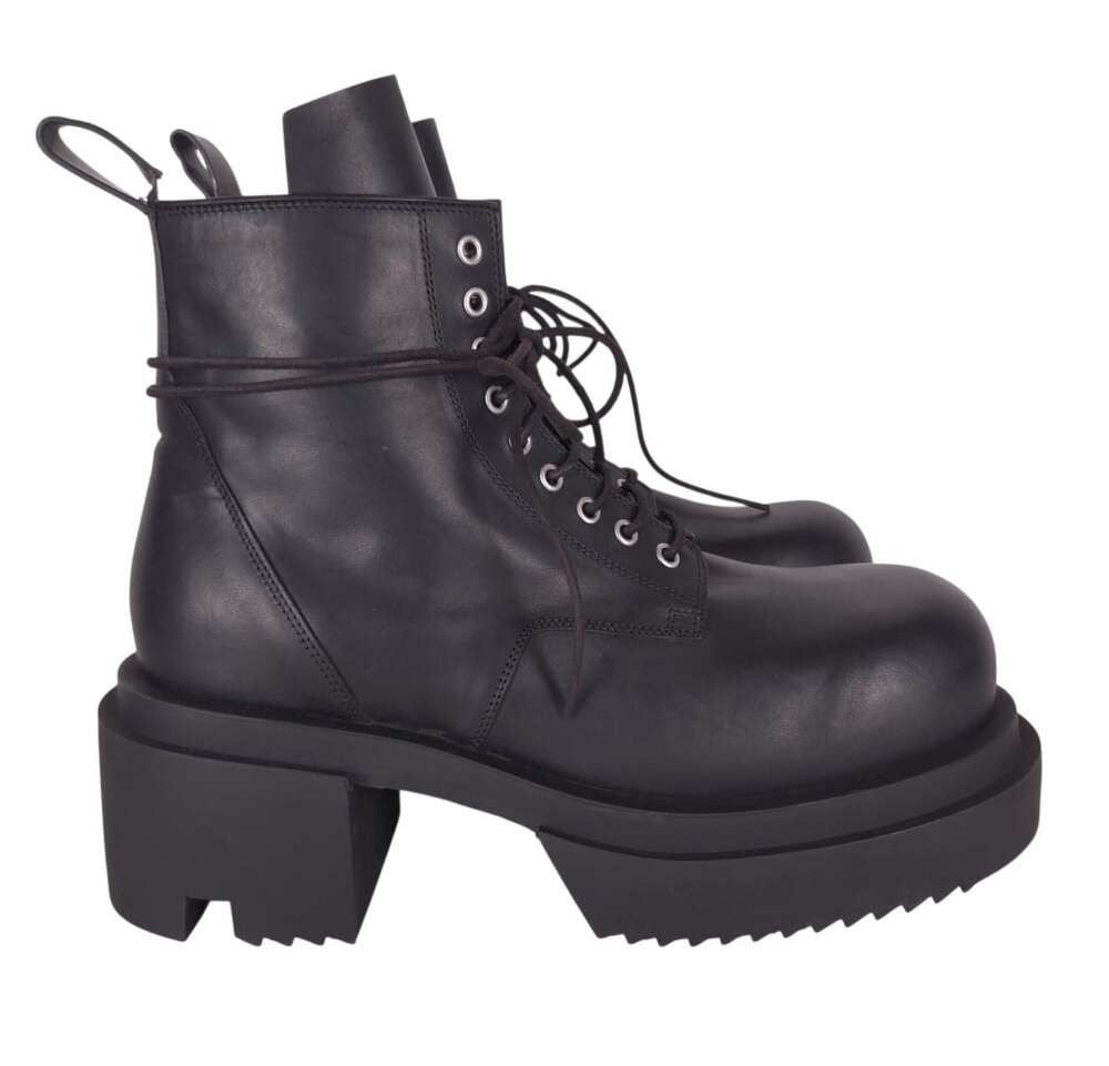 Rick Owens Low Army Bogun Boots US 11 EU 44 Mens Black Cow Leather